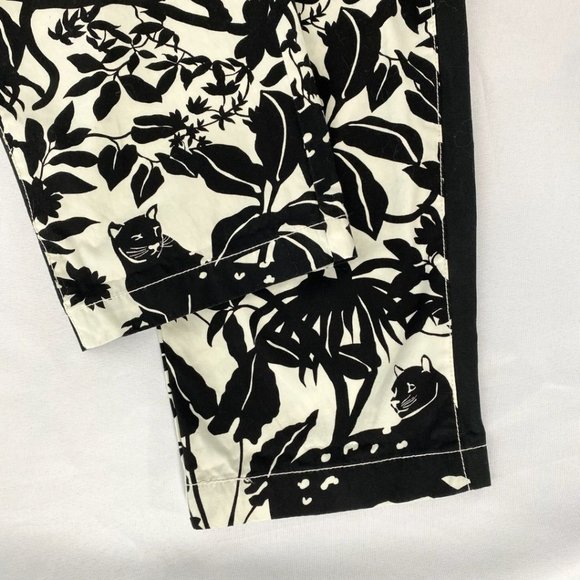 MAEVE BY ANTHROPOLOGIE TENLEY BLACK WHITE JUNGLE ANIMAL PRINT TWILL TRACK PANTS - Picture 9 of 11